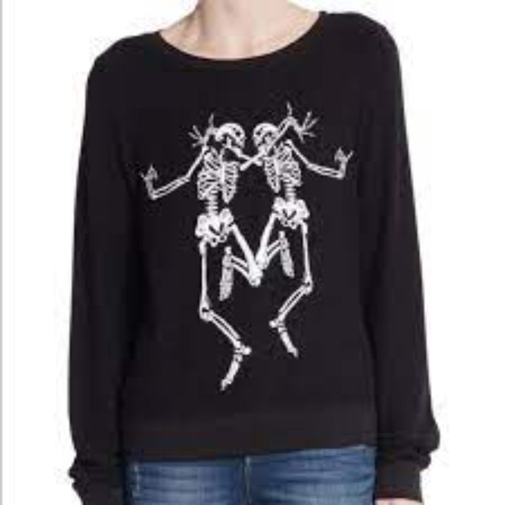 RARE! Wildfox Dancing Skeletons 💀 Baggy Beach Jumper - Picture 4 of 16